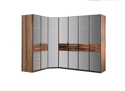 Corner Cabinet Bedroom Cabinet Wardrobe Wood Brown Mirror Big